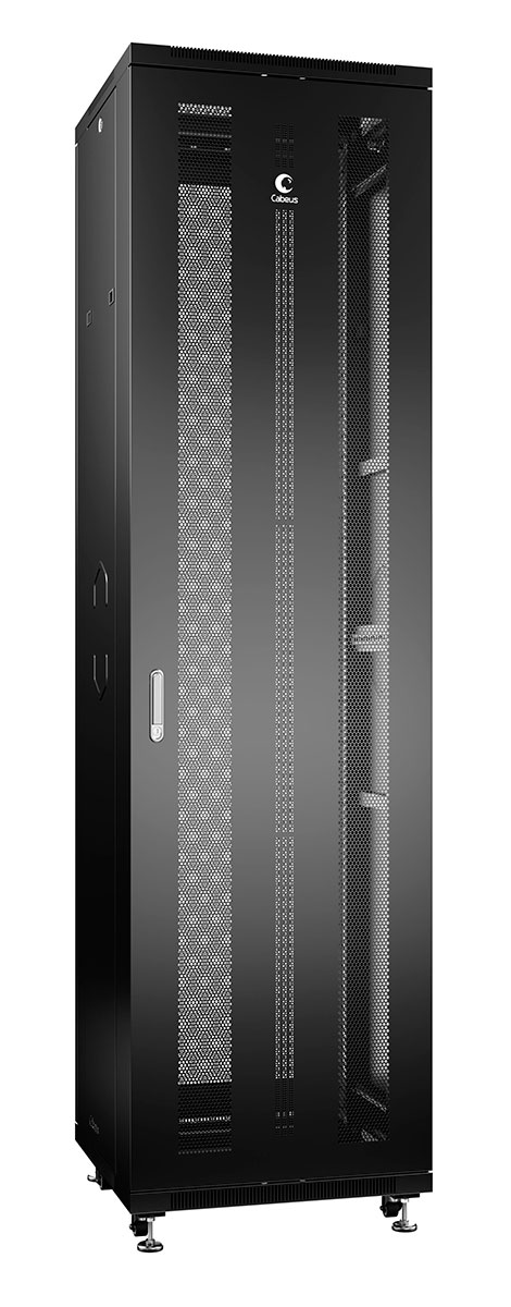 Cabeus ND-05C-47U60/60-BK Шкаф монтажный телекоммуникационный 19" напольный для распределительного и серверного оборудования 47U 600x600x2277mm (ШхГхВ) передняя и задняя перфорированные двери, ручка с замком, цвет черный (RAL 9004) — фото