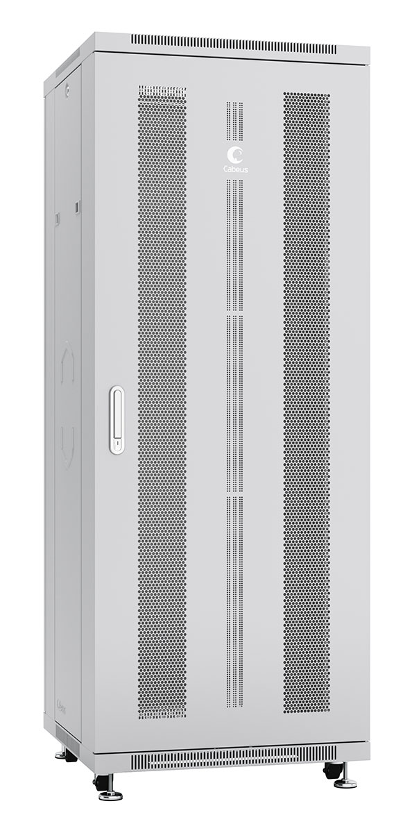 Cabeus ND-05C-27U60/100 Шкаф монтажный телекоммуникационный 19" напольный для распределительного и серверного оборудования 27U 600x1000x1388mm (ШхГхВ) передняя и задняя перфорированные двери, ручка с замком, цвет серый (RAL 7035) — фото