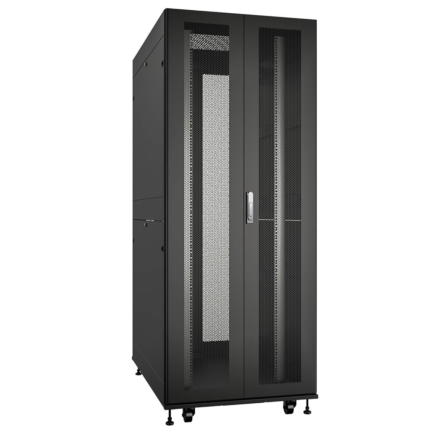Cabeus ND-SC-42U80/120-BK Шкаф серверный серверный 19" напольный для распределительного и серверного оборудования 42U 800x1200mm передняя и задняя двойные перфорированные двери, ручки с замком, цвет черный (RAL 9004) — фото