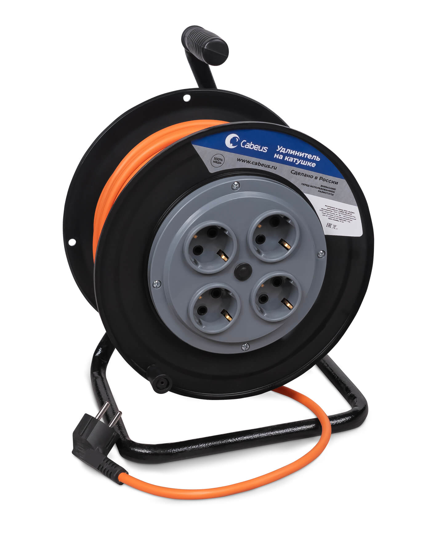 Cabeus EC-C-4.0-30 Удлинитель ПВС 4000 Вт 30м на катушке (б/з) — фото