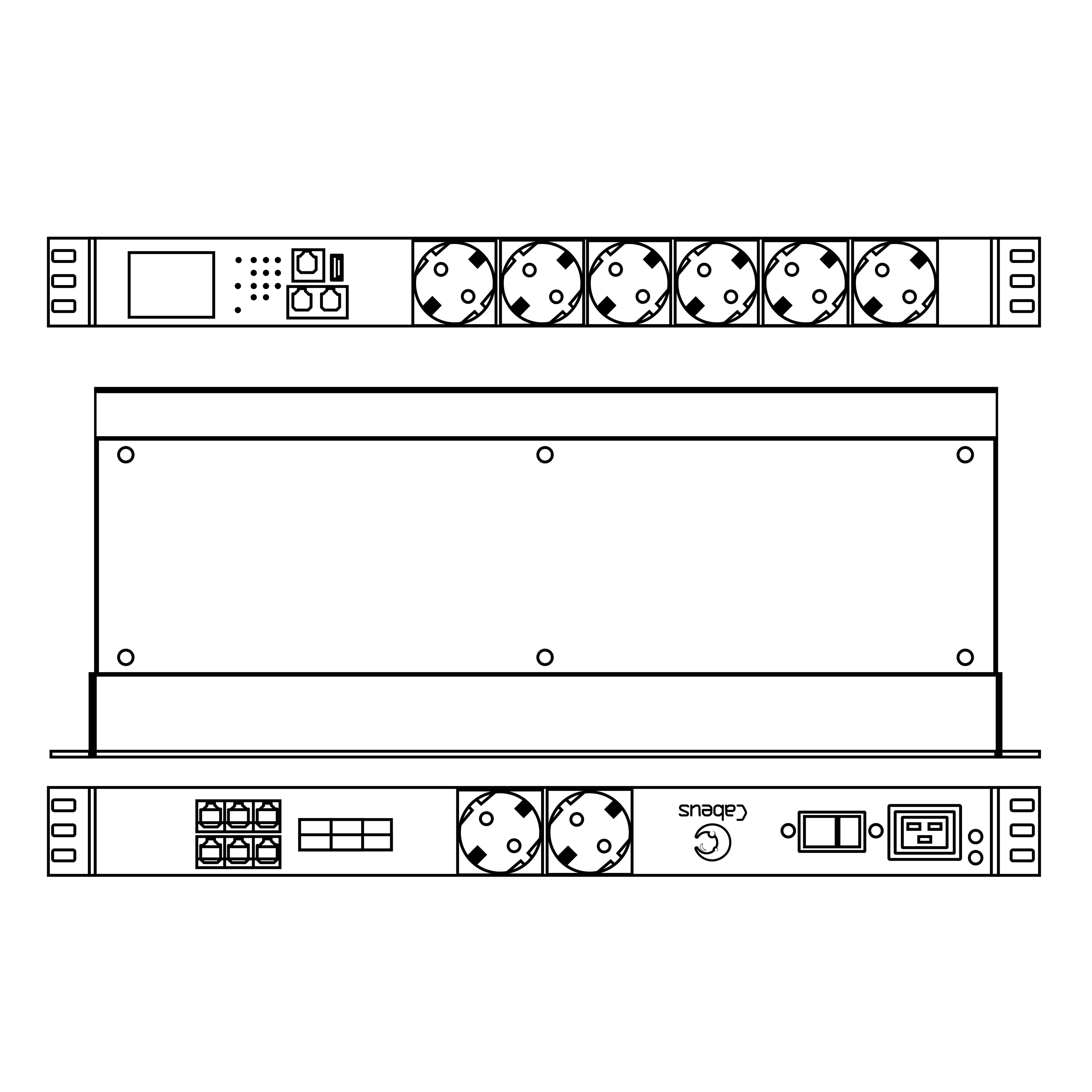 Cabeus SMART-PDU-C20-8S22-CM Блок распределения питания, 1U горизонтальный, входной разъем С20, выходной 8xSchuko розеток, 1 фаза, 16 A, мониторинг/управление, евро-шнур 3х1,5мм длина 2м — фото