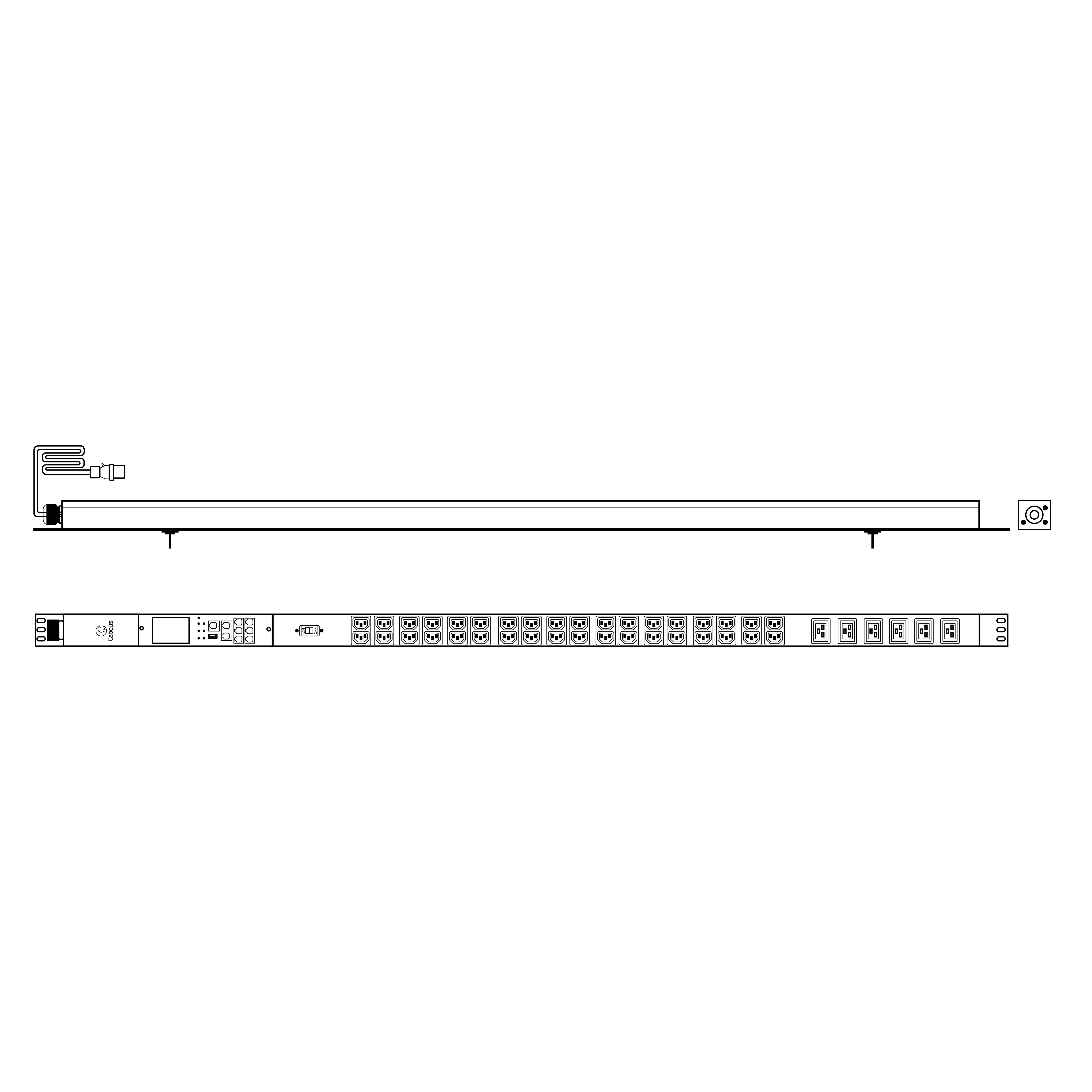Cabeus SMART-PDU-32-1P-36C13-6C19-I309-M Блок распределения питания, вертикальный, 36 розеток IEC 320 C13, 6 розеток IEC 320 C19, 1 фаза, 32А, 1х32А, автомат защиты, 250В, мониторинг, шнур 3м 3х6мм с вилкой IEC 60309 — фото