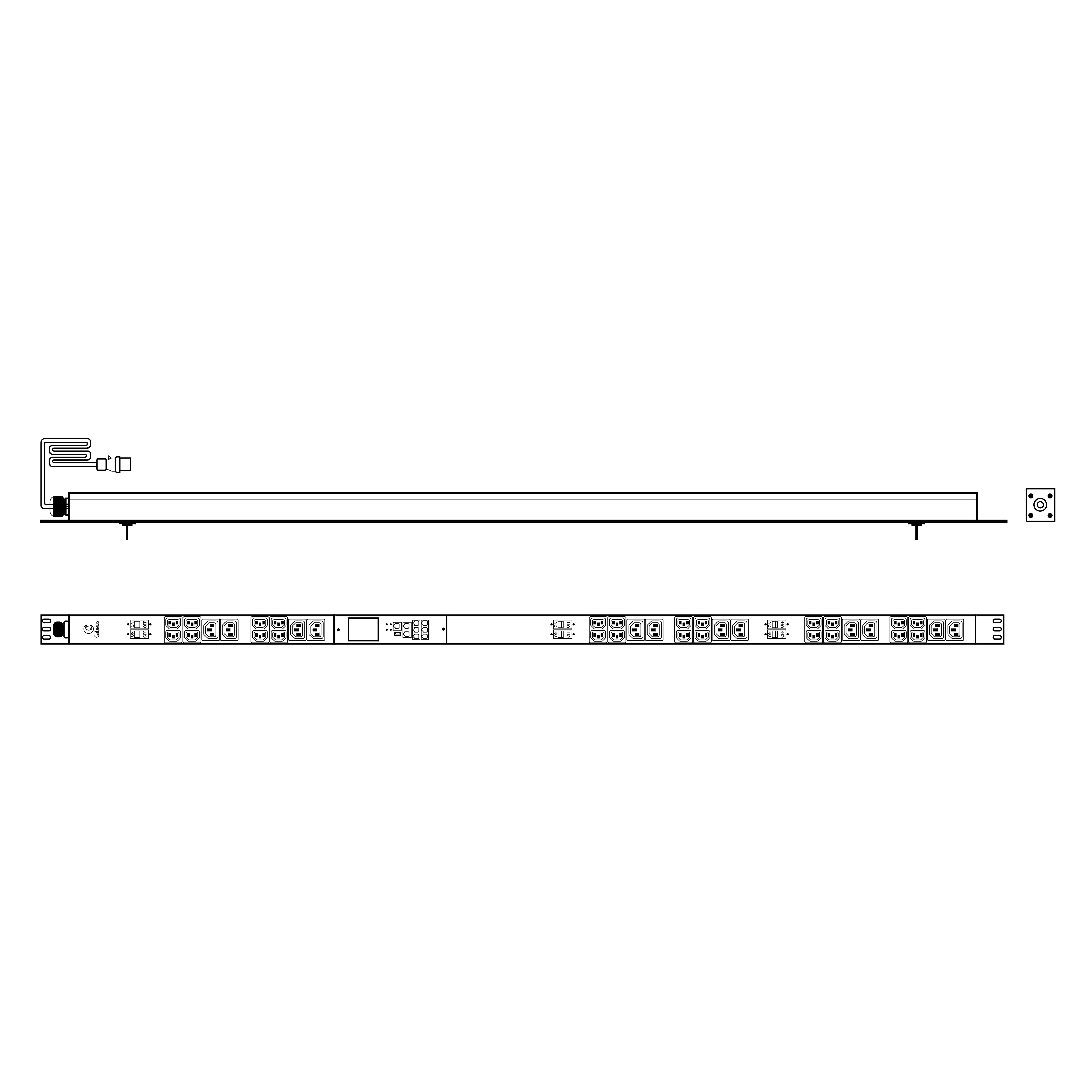 Cabeus SMART-PDU-32-3P-24C13-12C19-I309-M Блок распределения питания, вертикальный, 24 розеток IEC 320 C13, 12 розеток IEC 320 C19, 3 фазы, 32А, 6х16А автомата защиты, 400В, мониторинг, шнур 3м 5х6мм с вилкой IEC 60309 — фото