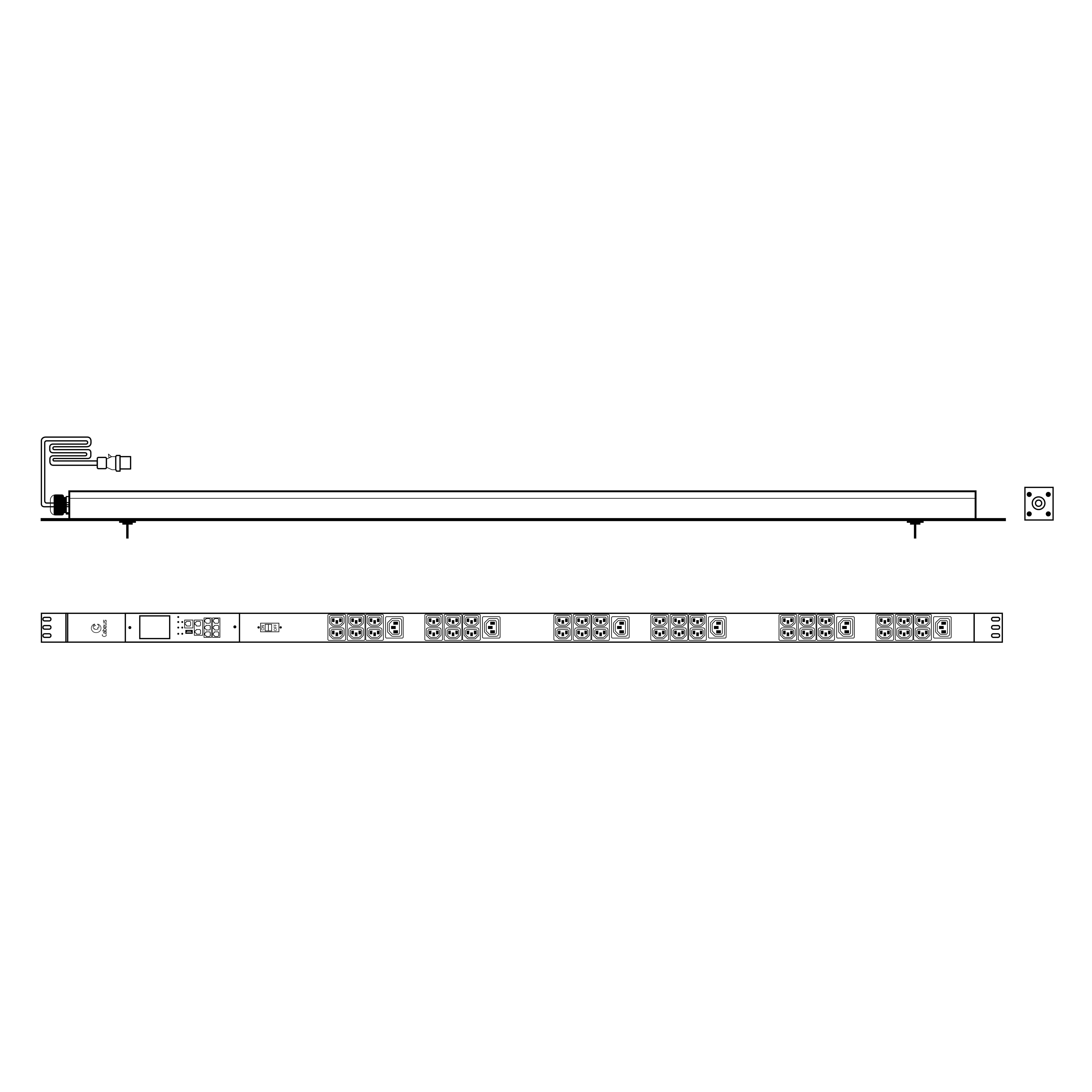 Cabeus SMART-PDU-16-1P-36C13-6C19-I309-CM Блок распределения питания, вертикальный, 36 розеток IEC 320 C13, 6 розеток IEC 320 C19, 1 фаза, 16А, 1х16А, автомат защиты, 250В, мониторинг/управление, шнур 3м 3х2,5мм с вилкой IEC 60309 — фото