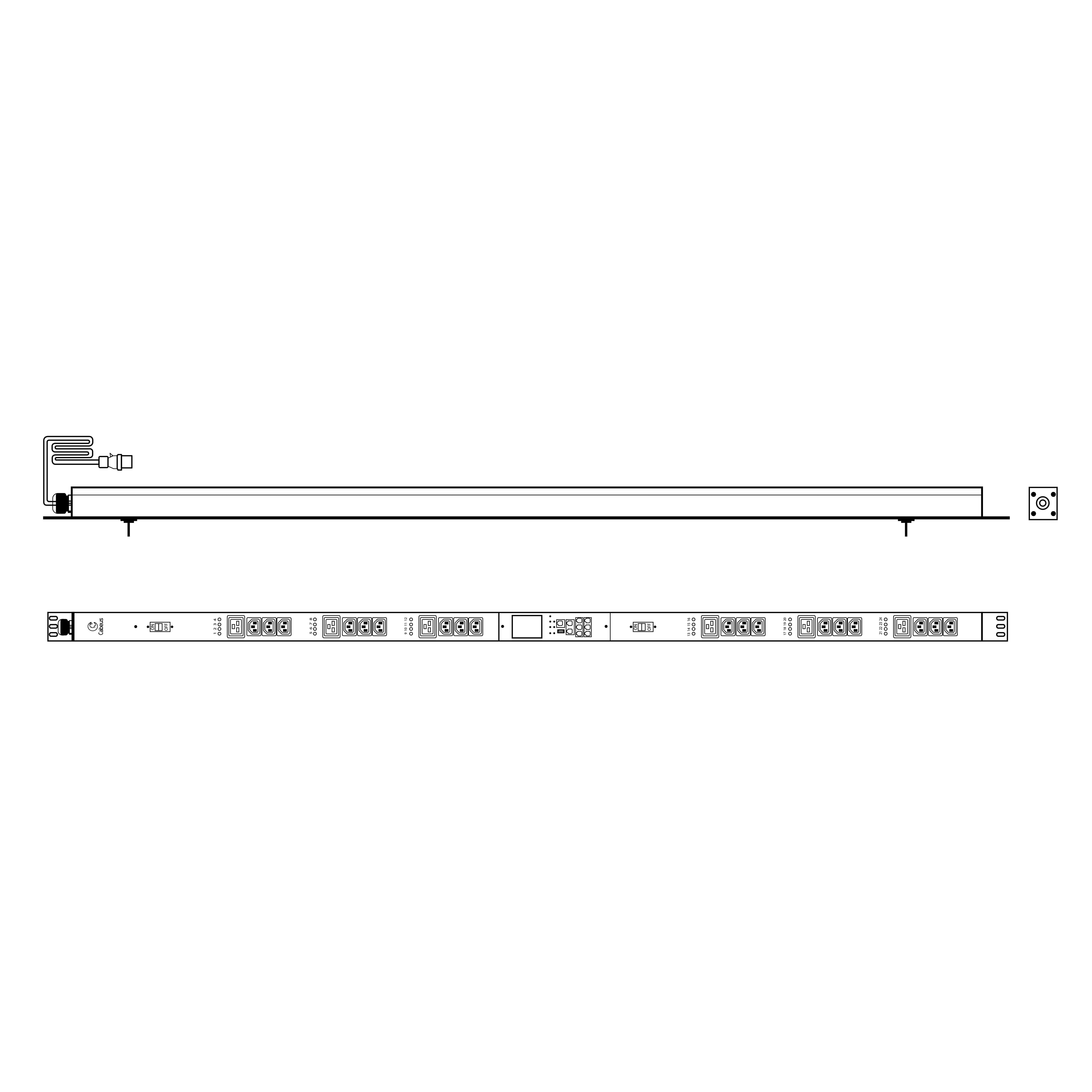 Cabeus SMART-PDU-32-1P-18C13-6C19-I309-CM Блок распределения питания, вертикальный, 18 розеток IEC 320 C13, 6 розеток IEC 320 C19, 1 фаза, 32А, 2х16А автомата защиты, 250В, мониторинг/управление, шнур 3м 3х6мм с вилкой IEC 60309 — фото