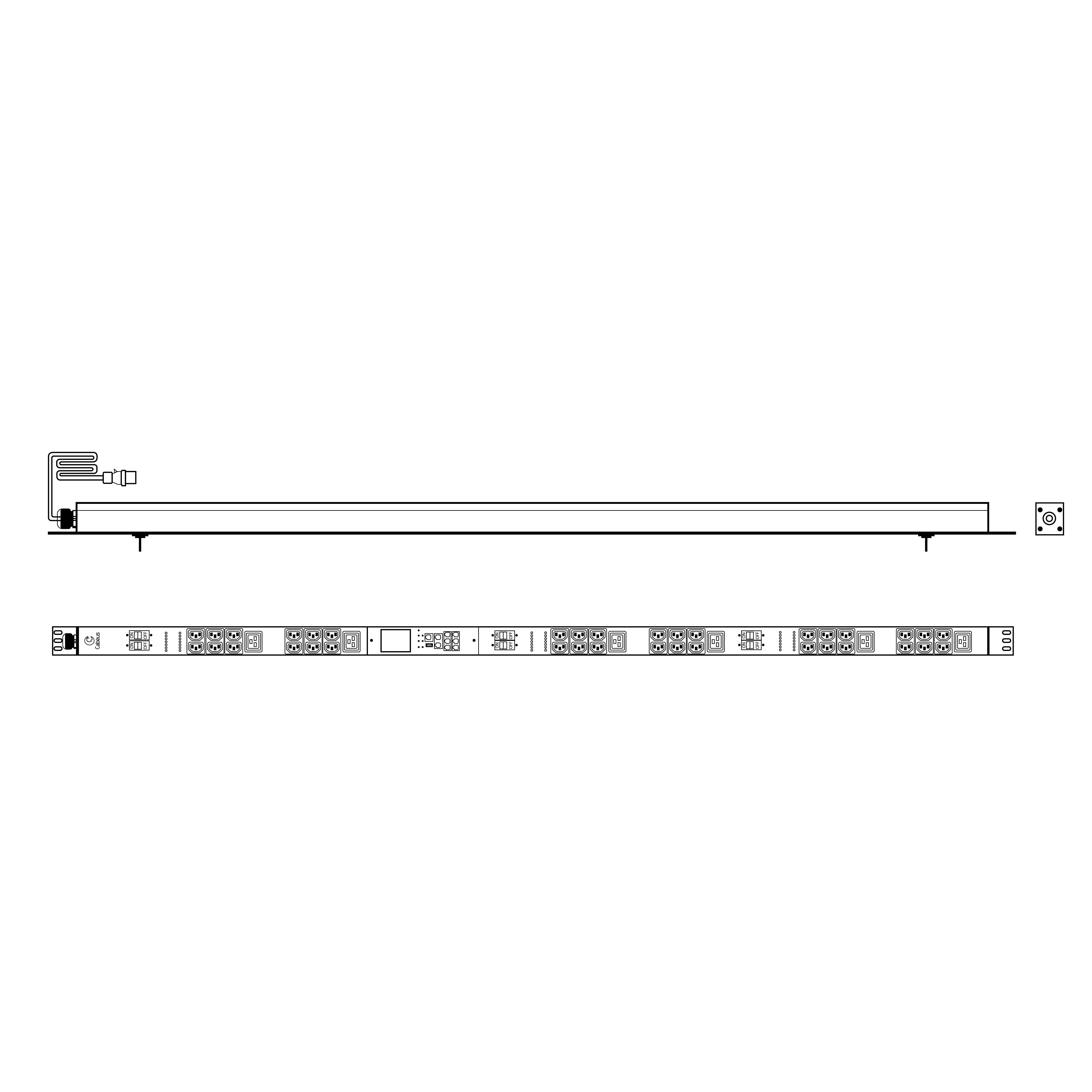 Cabeus SMART-PDU-32-3P-36C13-6C19-I309-CM Блок распределения питания, вертикальный, 36 розеток IEC 320 C13, 6 розеток IEC 320 C19, 3 фазы, 32А, 6х16А автомата защиты, 400В, мониторинг/управление, шнур 3м 5х6мм с вилкой IEC 60309 — фото