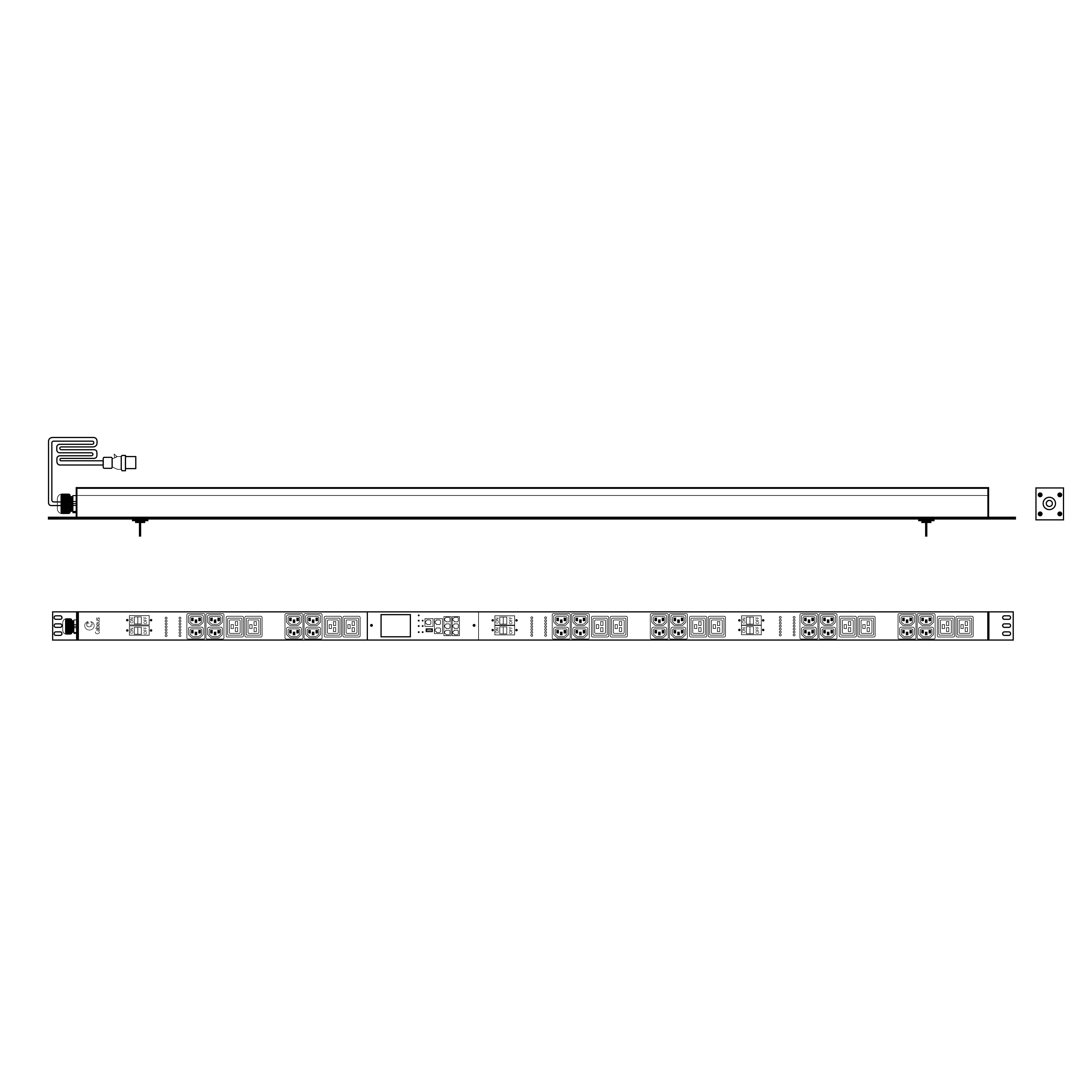 Cabeus SMART-PDU-32-3P-24C13-12C19-I309-CM Блок распределения питания, вертикальный, 24 розеток IEC 320 C13, 12 розеток IEC 320 C19, 3 фазы, 32А, 6х16А автомат защиты, 400В, мониторинг/управление, шнур 3м 5х6мм с вилкой IEC 60309 — фото