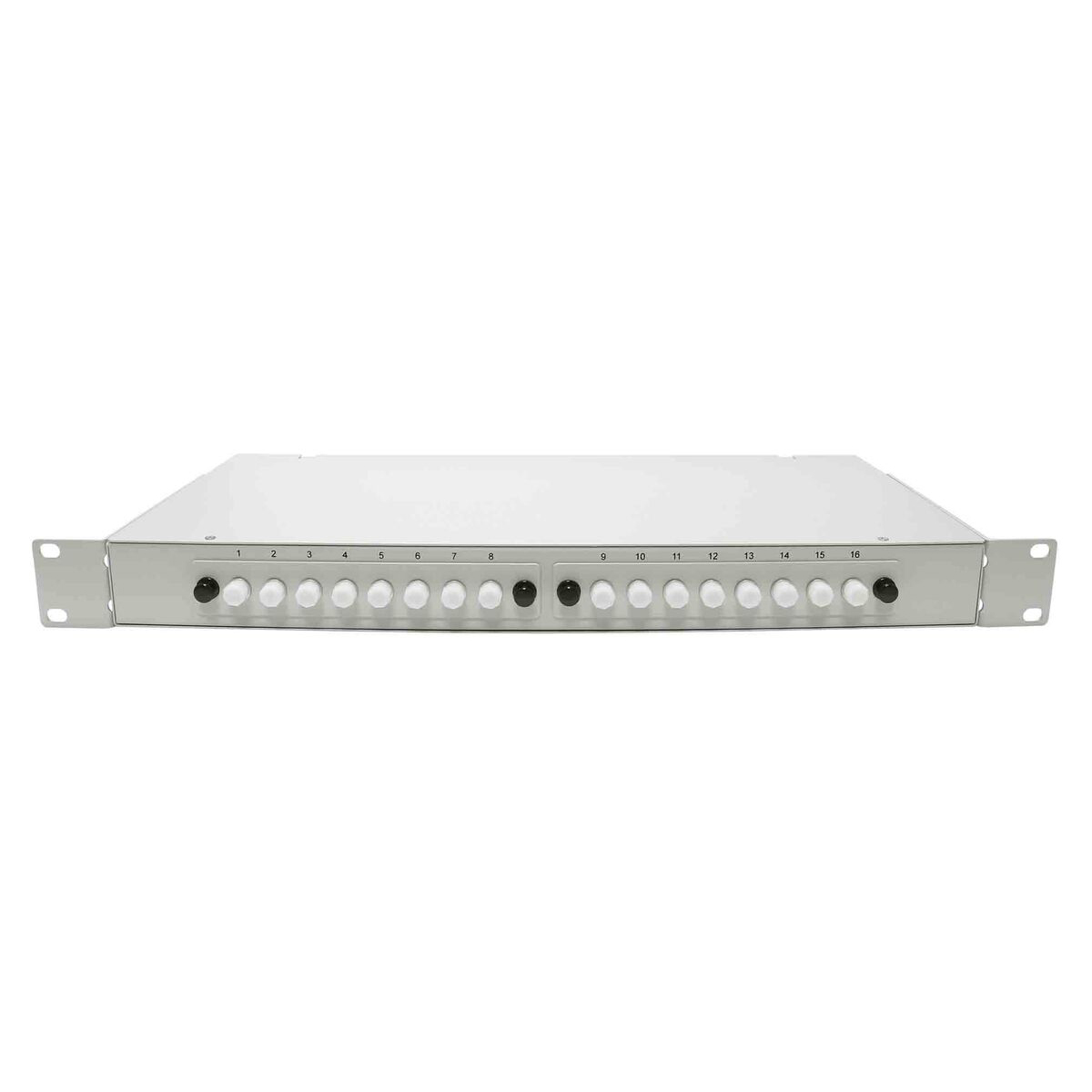 Cabeus ODF-19-2FP-16FC/ST/SC-K-GY-T Кросс оптический стоечный выдвижной, с замком, 19, до 16 портов, серый — фото