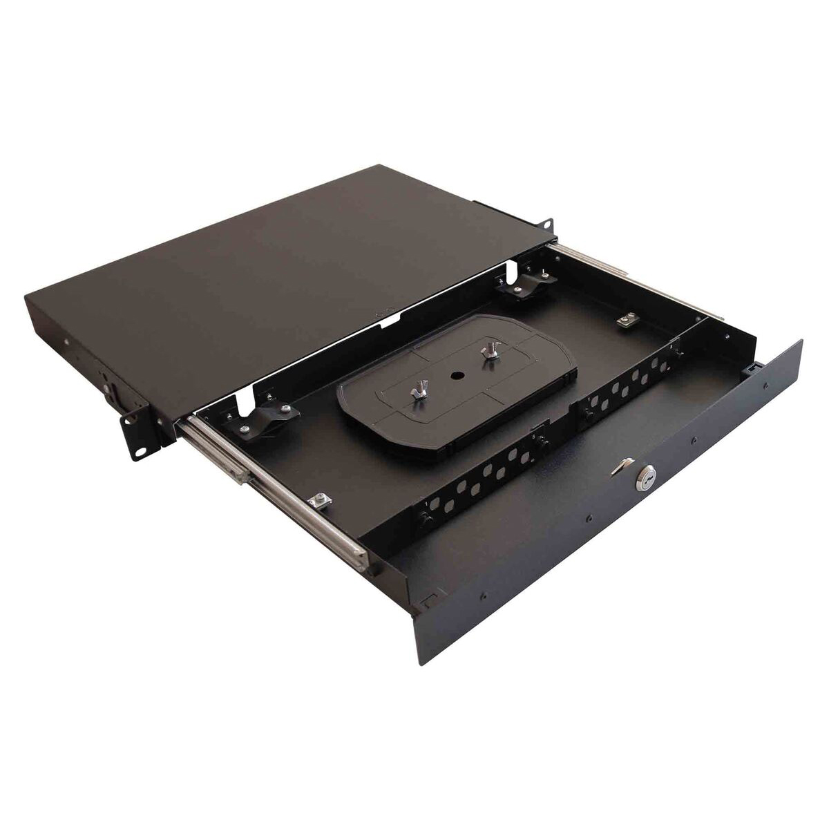 Cabeus ODF-19-2FP-16FC/ST/SC-K-BK-T Кросс оптический стоечный выдвижной, с замком, 19, до 16 портов, черный