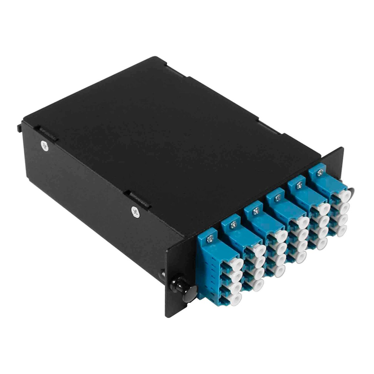 Cabeus FO-4K-6QLC/U-2MPO/A(m)-SM(A1)-BK-T Оптическая кассета в сборе, розетки LC/SM-quad - 6шт. - MPO/APC - 2шт., гидра MPO/APC Male - 12LC/UPC - 2шт., SM(G.652.D), черная