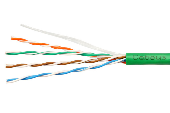 Cabeus UTP-4P-Cat.5e-SOLID-LSLTx-GN-20 Кабель витая пара UTP (U/UTP), категория 5e, 4 пары (24 AWG), одножильный, нг(А)-LSLTx, зеленый (20 м) — фото