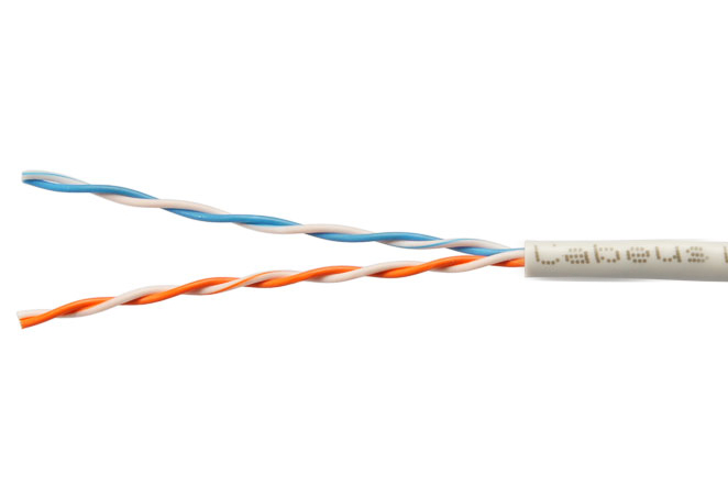 Cabeus UTP-2P-Cat.5e-SOLID-LSZH-GY-LIGHT-25 Кабель витая пара UTP (U/UTP), категория 5e, 2 пары 0,48 мм (24 AWG), одножильный, LSZH нг(А)-HF, серый (25 м) — фото