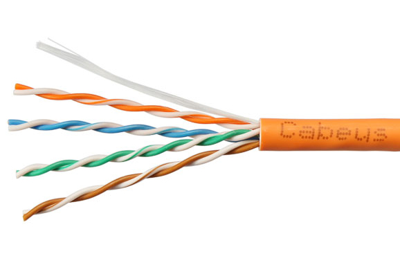Cabeus UTP-4P-Cat.5e-SOLID-LSZH-25 Кабель витая пара UTP (U/UTP), категория 5e, 4 пары (24 AWG), одножильный, оранжевый, LSZH, нг(А)-HF, (25 м) — фото