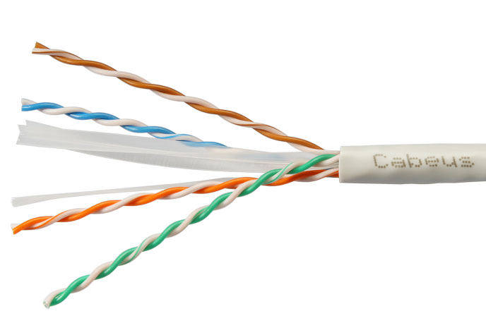 Cabeus UTP-4P-Cat.6-SOLID-LSZH-WH-25 Кабель витая пара UTP (U/UTP), категория 6, 4 пары (23 AWG), одножильный, LSZH нг(А)-HF, белый (25 м) — фото
