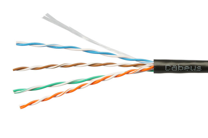 Cabeus UTP-4P-Cat.5e-SOLID-BK-50 Кабель витая пара UTP (U/UTP), категория 5e, 4 пары (24 AWG), одножильный, PVC нг(А)-LS, черный (50 м) — фото