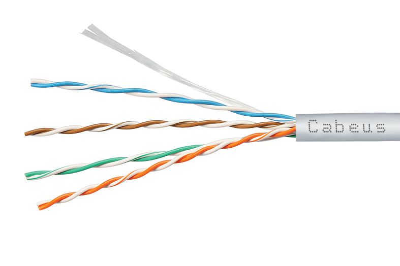 Cabeus UTP-4P-Cat.5e-SOLID-GY-25 Кабель витая пара UTP (U/UTP), категория 5e, 4 пары (24 AWG), одножильный, PVC нг(А)-LS, серый (25 м) — фото