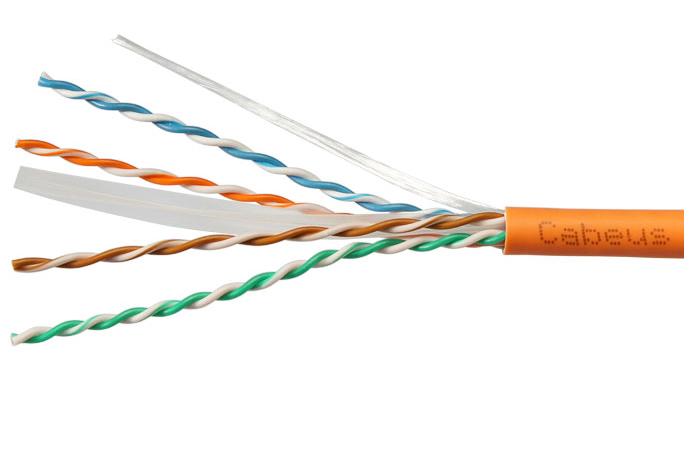 Cabeus UTP-4P-Cat.6-SOLID-LSZH-50 Кабель витая пара UTP (U/UTP), категория 6, 4 пары (23 AWG), одножильный, LSZH, нг(А)-HF, оранжевый (50 м) 50м — фото