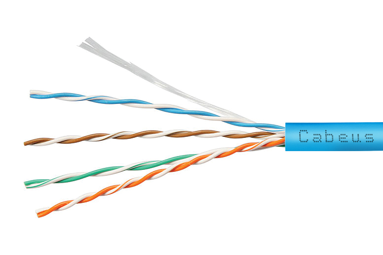 Cabeus UTP-4P-Cat.5e-SOLID-LSZH-BL-20 Кабель витая пара UTP (U/UTP), категория 5e, 4 пары (24 AWG), одножильный, синий, LSZH, нг(А)-HF, (20 м) — фото