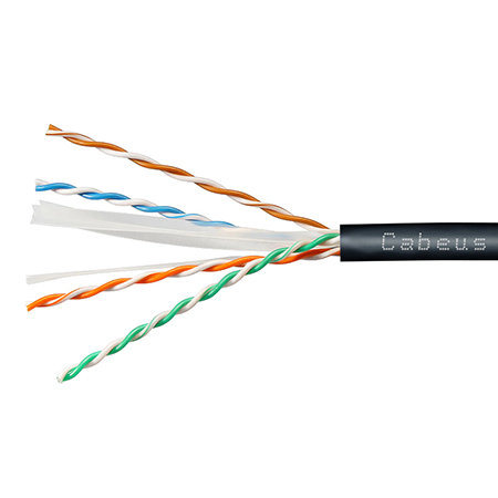 Cabeus UTP-4P-Cat.6-SOLID-OUT-LSZH-UV-20 Кабель витая пара UTP (U/UTP), категория 6, 4 пары (23 AWG), одножильный, для внутренней и внешней прокладки (+75 C - -40), LSZH-UV (20 м) — фото