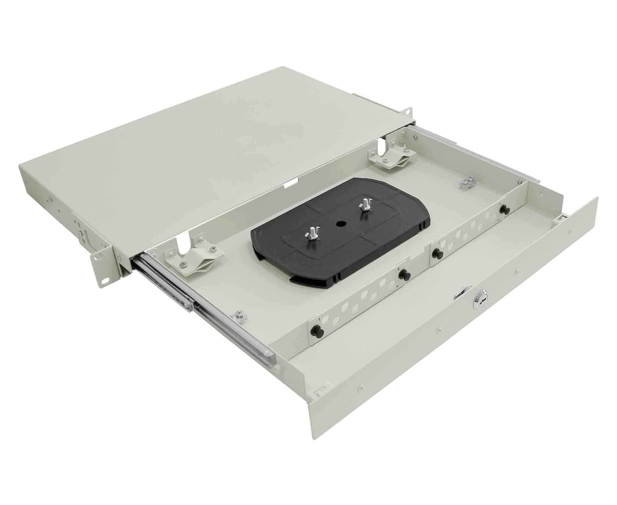 Cabeus ODF-19-2FP-16FC/ST/SC-K-GY-T Кросс оптический стоечный выдвижной, с замком, 19, до 16 портов, серый — фото