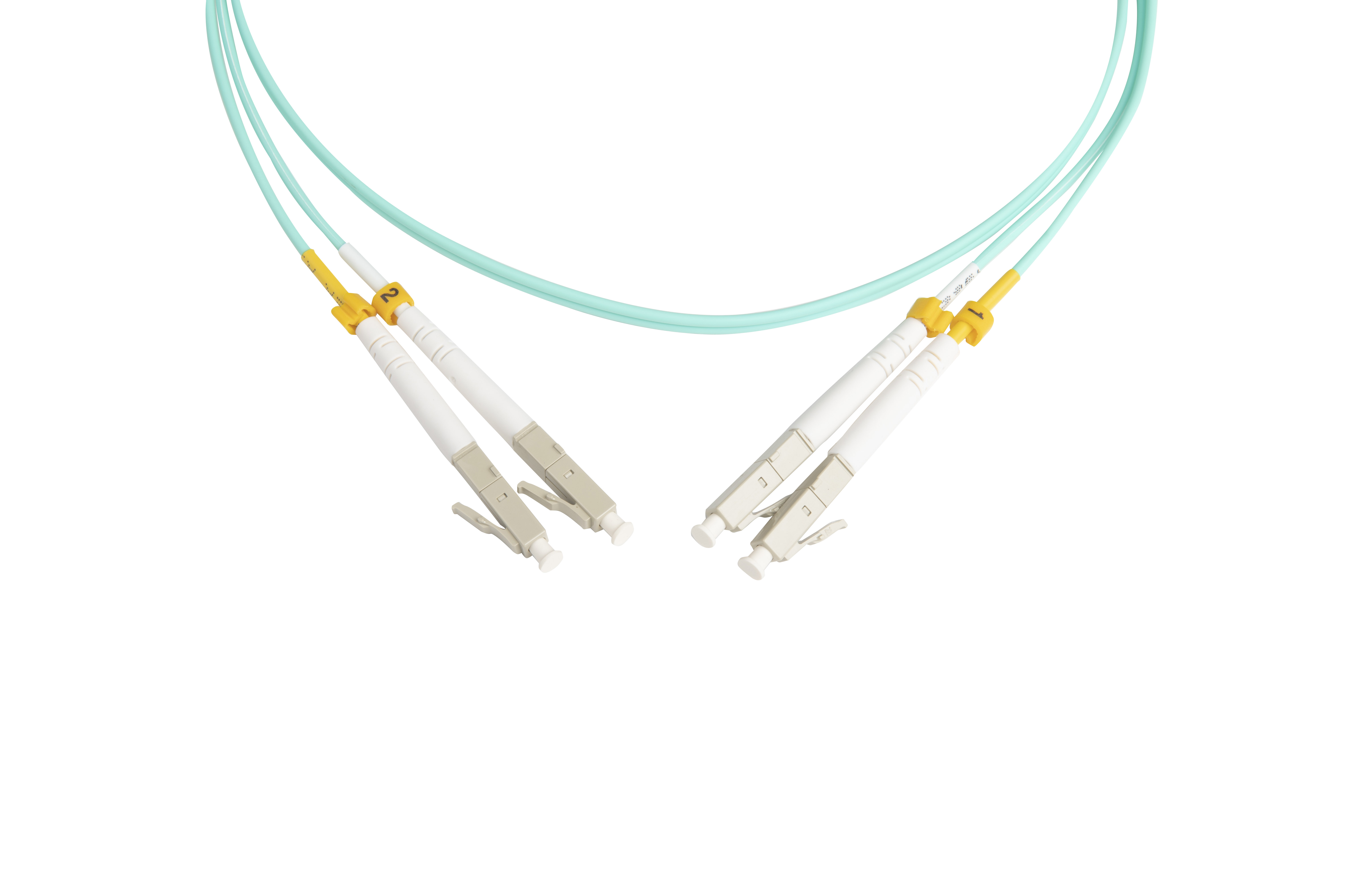 Hyperline FC-D2-503-LC/UR-LC/UR-H-1M-LSZH-AQ Патч-корд волоконно-оптический (шнур) MM 50/125 (OM3), LC-LC, UPC, duplex, 2.0 мм, до 100G, LSZH, 1 м (замена FC-D2-503-LC/PR-LC/PR-H-1M-LSZH-AQ) — фото