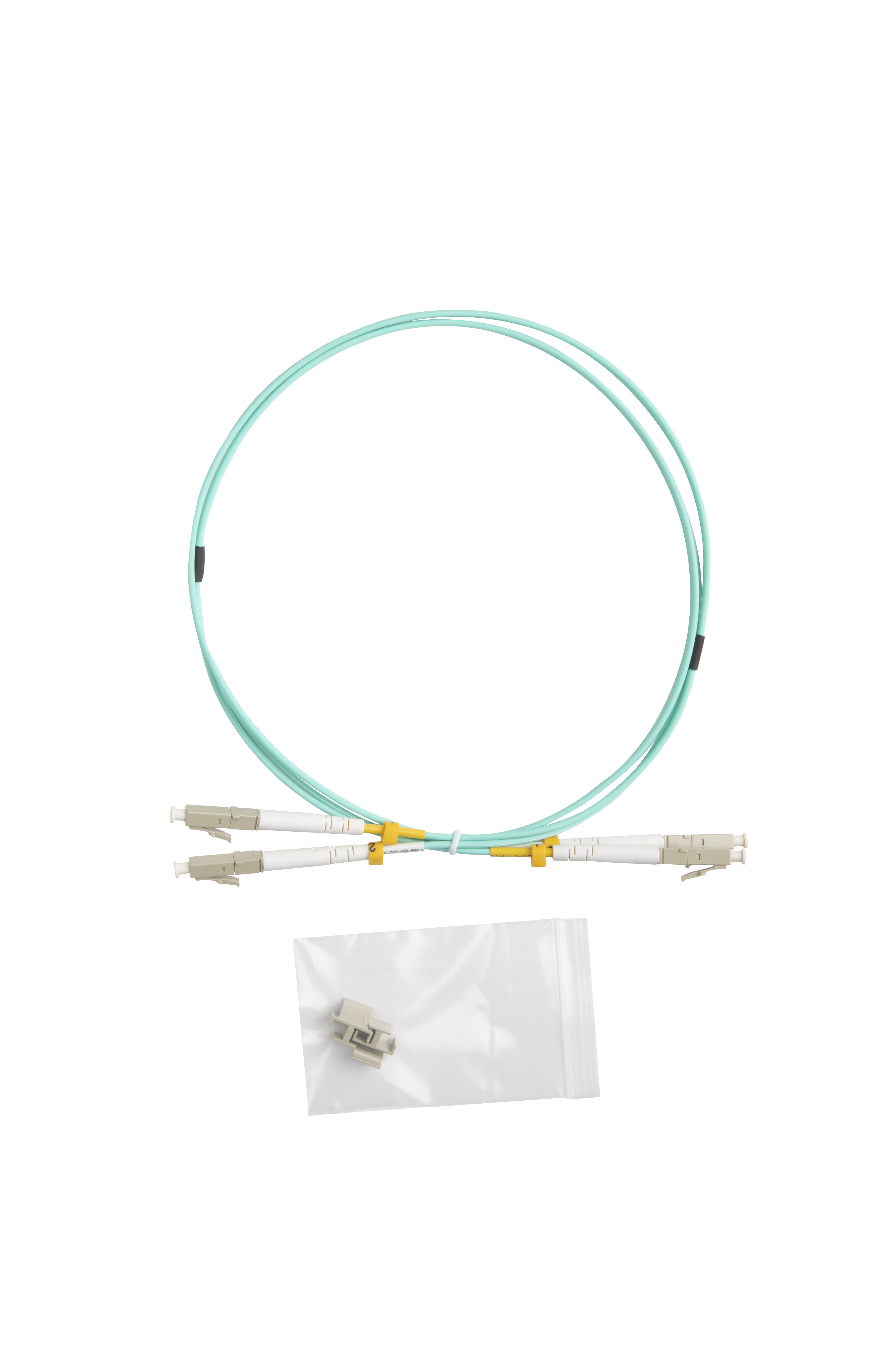Hyperline FC-D2-503-LC/UR-LC/UR-H-1M-LSZH-AQ Патч-корд волоконно-оптический (шнур) MM 50/125 (OM3), LC-LC, UPC, duplex, 2.0 мм, до 100G, LSZH, 1 м (замена FC-D2-503-LC/PR-LC/PR-H-1M-LSZH-AQ) — фото