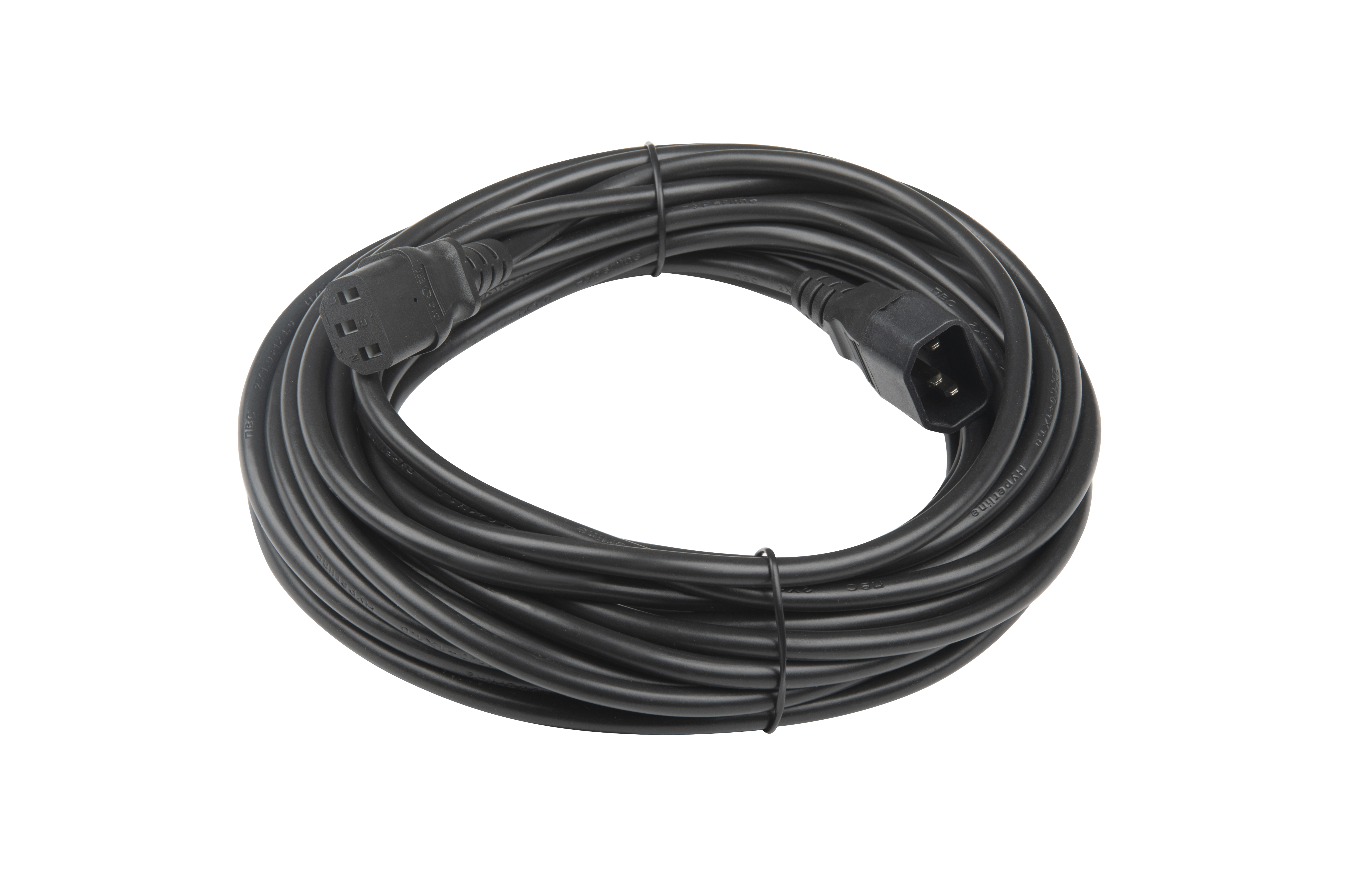 Hyperline PWC-IEC13-IEC14-10-BK Кабель питания монитор-компьютер IEC 320 C13 - IEC 320 C14 (3x1.0), 10A, прямая вилка, 10м, цвет черный (ПВС-АП-3*1,0-250-C13C14-10-10,0 ГОСТ 30851.1-2002 (МЭК 60320-1:1994)) — фото