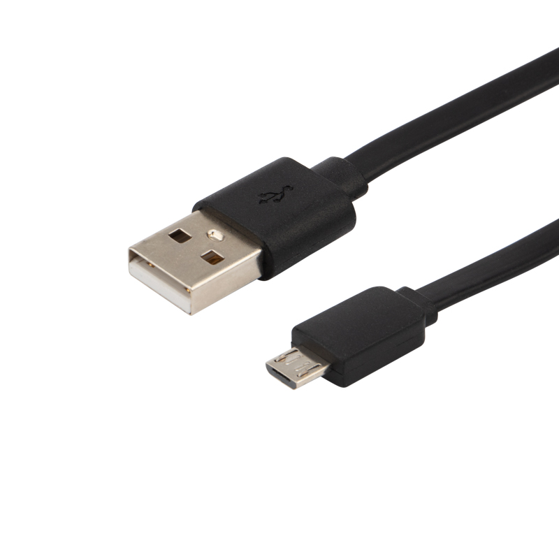 Кабель USB-A – micro USB, 2,4А, 1м, ПВХ, черный REXANT — фото