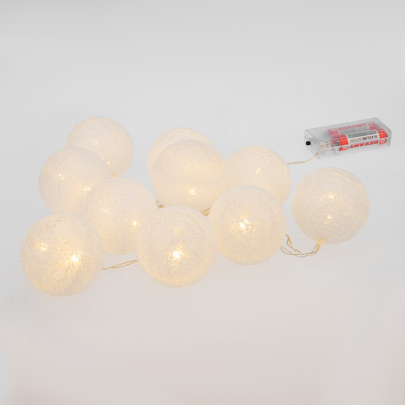 Тайские фонарики Пломбир 1.5 м, 10 LED, прозрачный ПВХ, цвет свечения теплый белый, 2 х АА (батарейки не в комплекте) NEON-NIGHT — фото